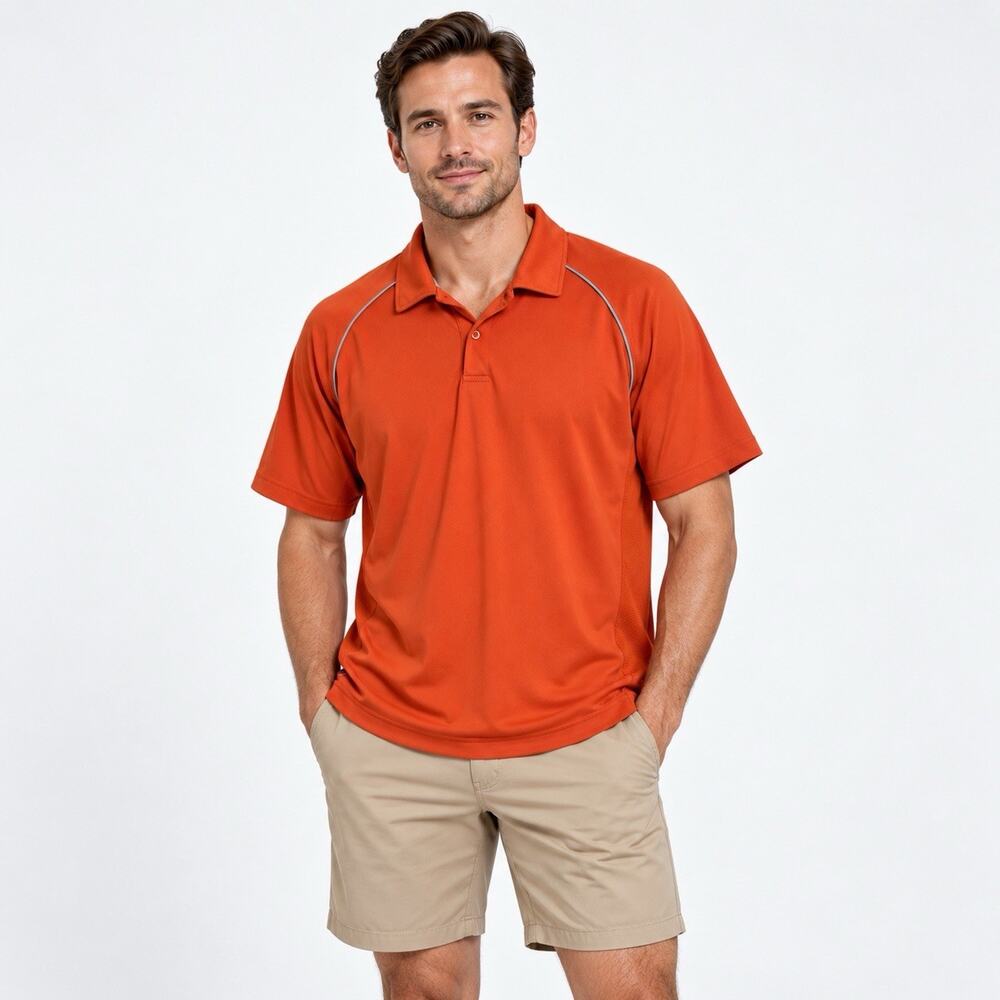 ALO Men's Orange Coolfit Short Sleeve Polo Shirt XXL
